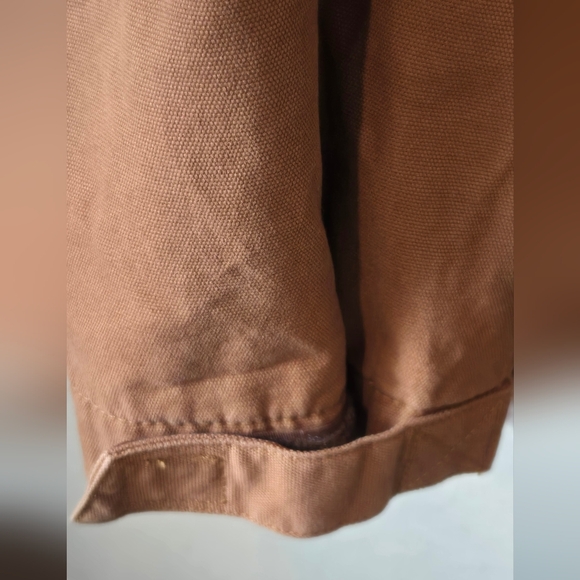 Walls Workwear Sherpa Lined Jacket Brown Canvas Snap Front Coat Warm Utility S2X - Picture 5 of 11